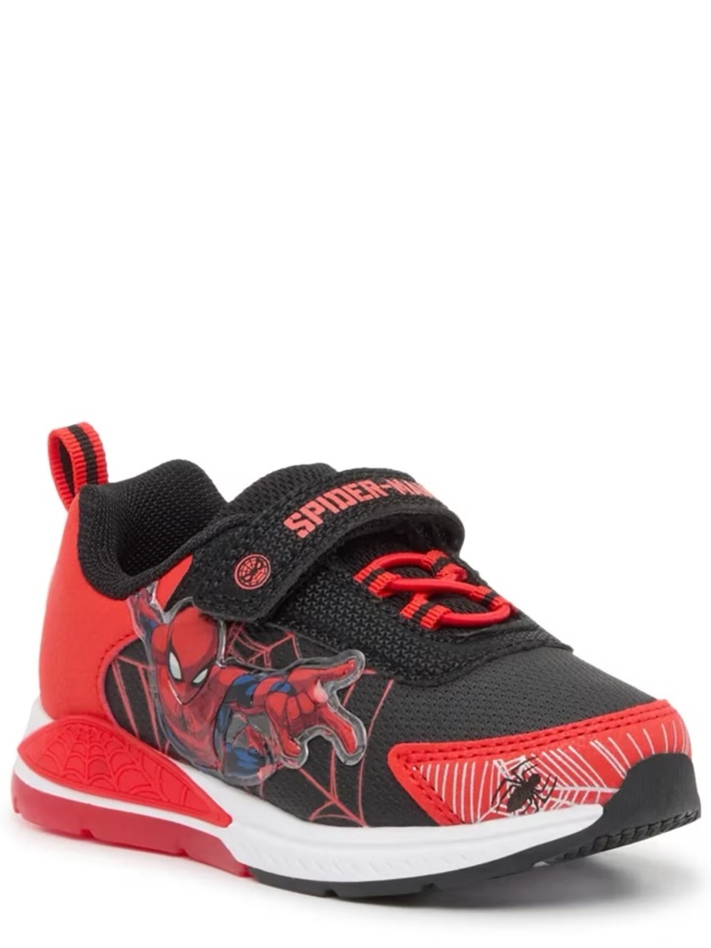 Spiderman Kids Black and Red Velcro Light Up Sneakers